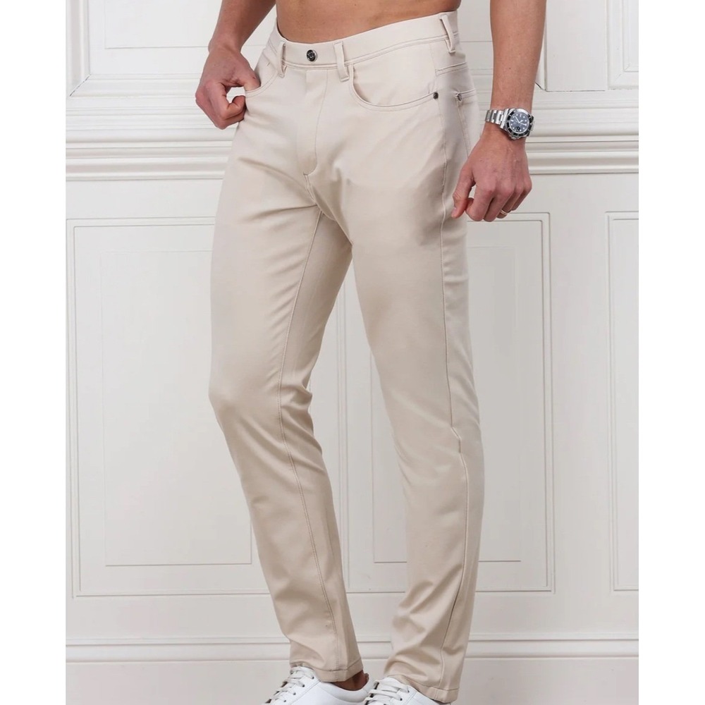 NWT $116 Collars & Co Mens Tech Pull On Pants 38x30 Stone Khaki Golf Casual